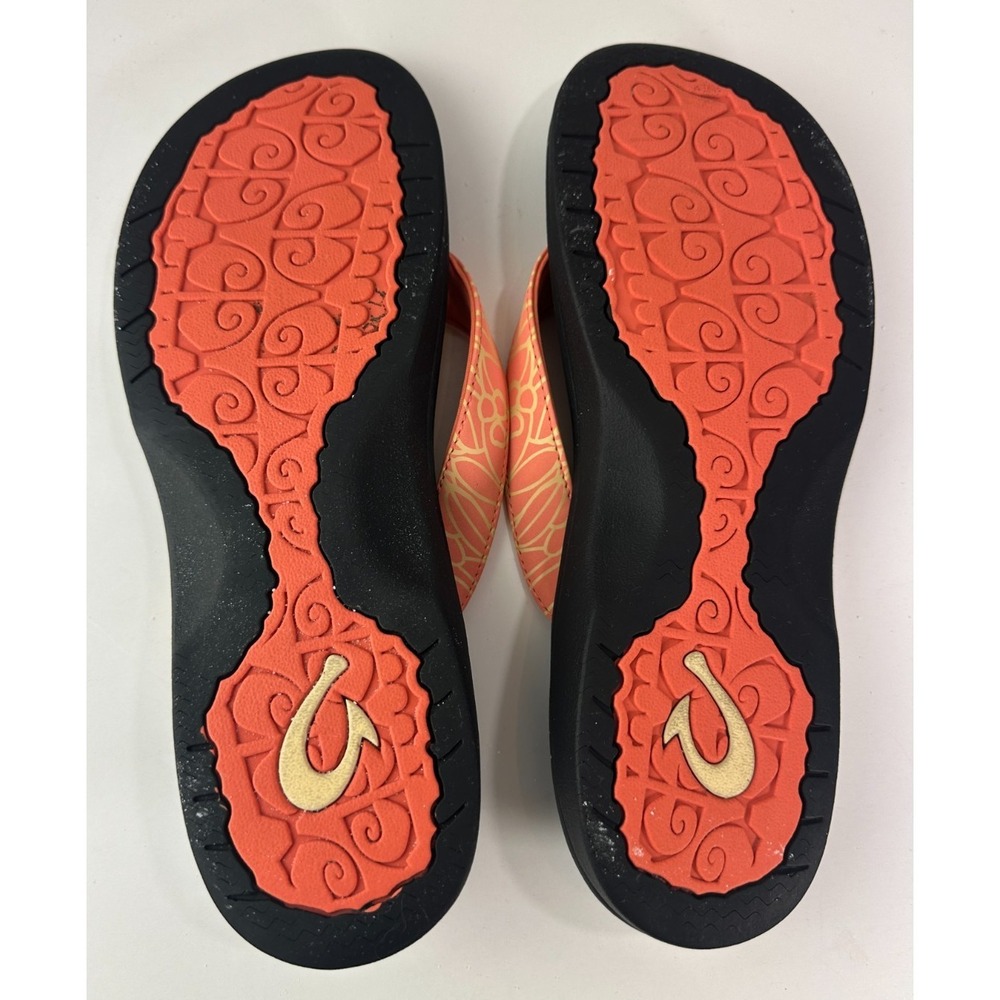 OluKai Ohana Flip Flop Sandals Orange Yellow 20110 Water Resist Women's Size 11 - Picture 14 of 16